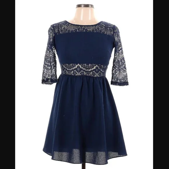 H&M Divided Blue Lace Mini Dress (Small) H&M Divided Blue Lace Mini Dress (Small)